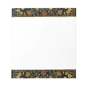 Bloco De Notas Florais Preto e Dourado Caídos