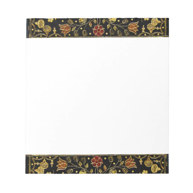 Bloco De Notas Florais Preto e Dourado Caídos (Frente)