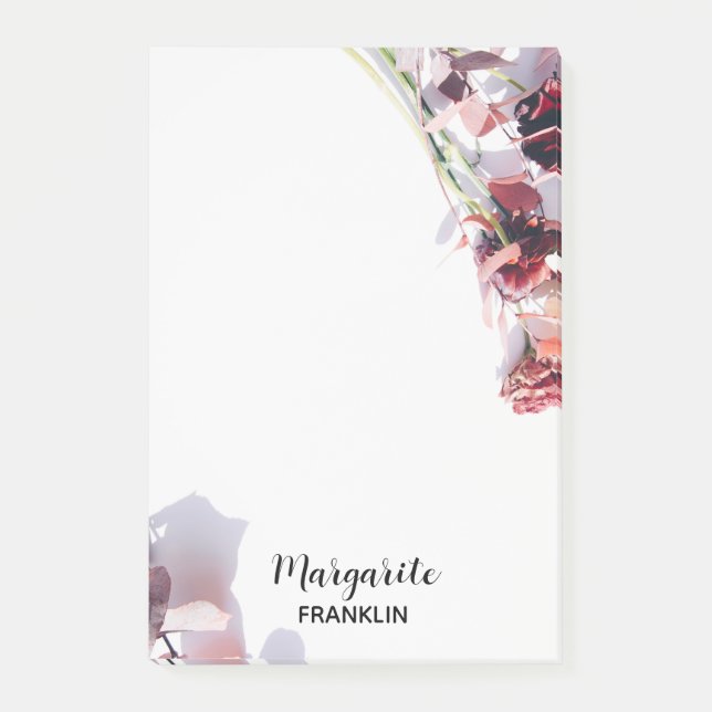 Bloco De Notas Florais Rosa e Roxos do Escritório Doméstico Perso (Frente)