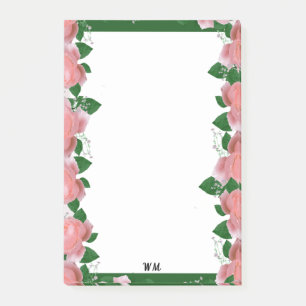 Bloco De Notas Florais Rosa e Verde Personalizados