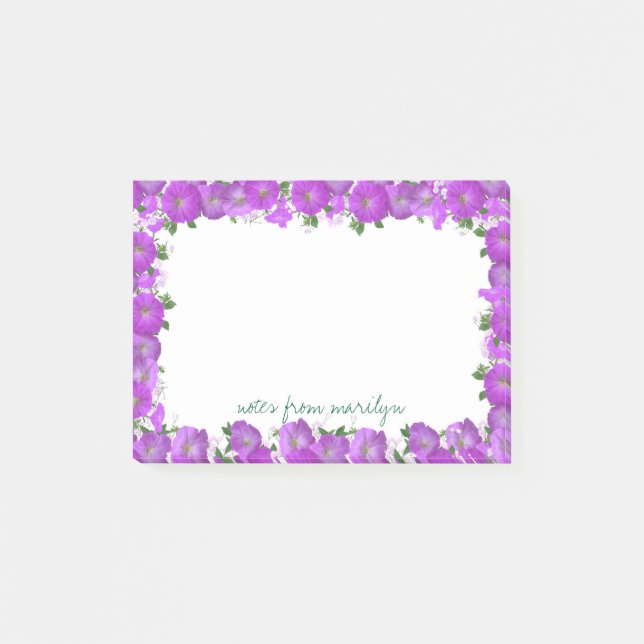 Bloco De Notas Florais Roxos Personalizados Multicoloridos (Frente)