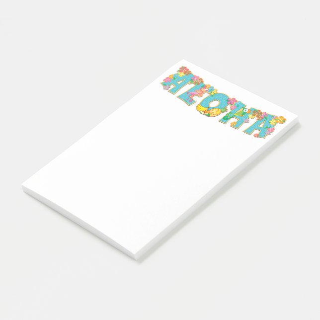 Bloco De Notas Floral Aloha Typografia (Inclinado)