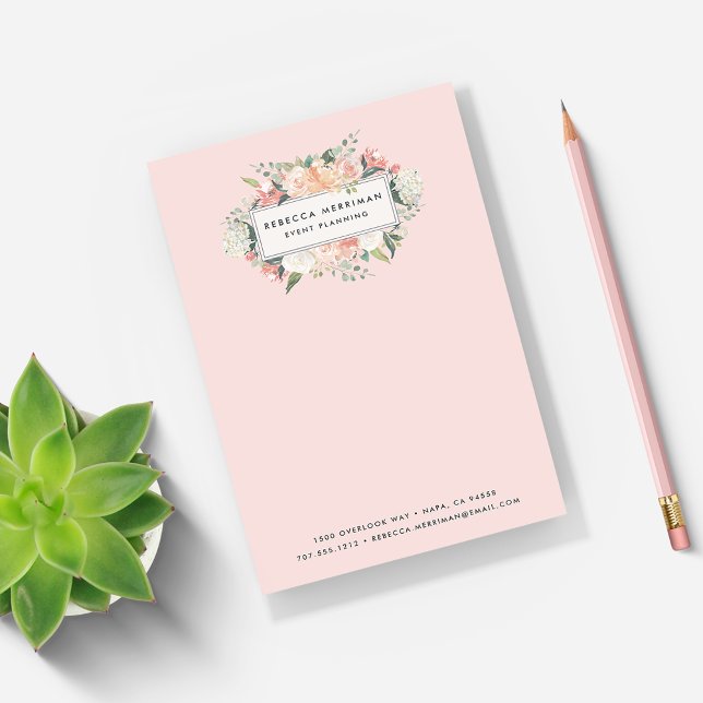 Bloco De Notas Floral Antiquado | Cor-de-rosa (Criador carregado)