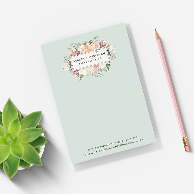 Bloco De Notas Floral Antiquado | Sage Green (Criador carregado)
