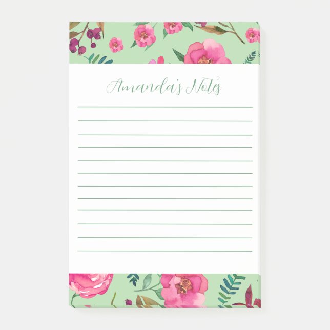Bloco De Notas Floral Aquarela  (Frente)