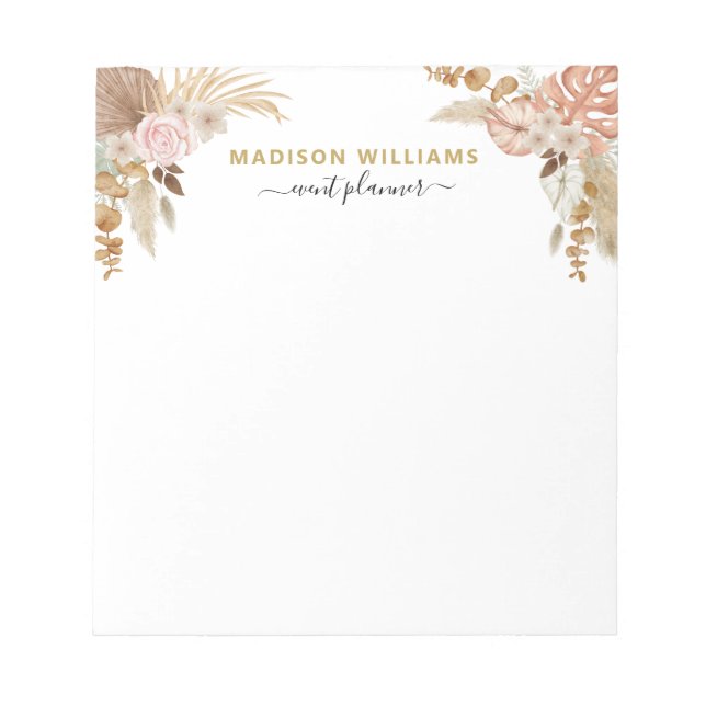 Bloco de Notas Floral Aquarela Boho (Frente)