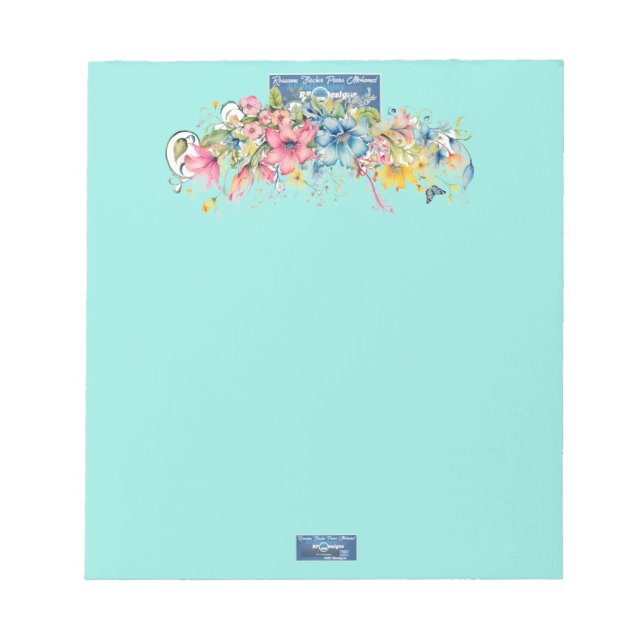 Bloco de Notas (Floral Azul-Notas2) RFPMDesigns 20 (Frente)