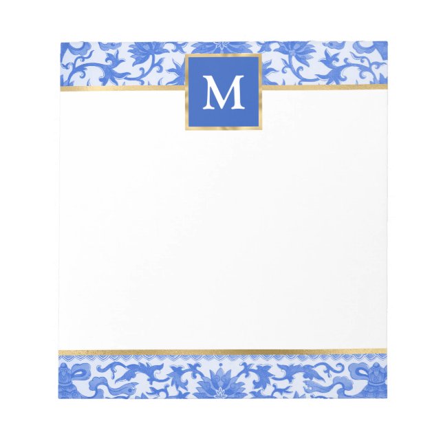 Bloco De Notas Floral Azul Personalizado (Frente)