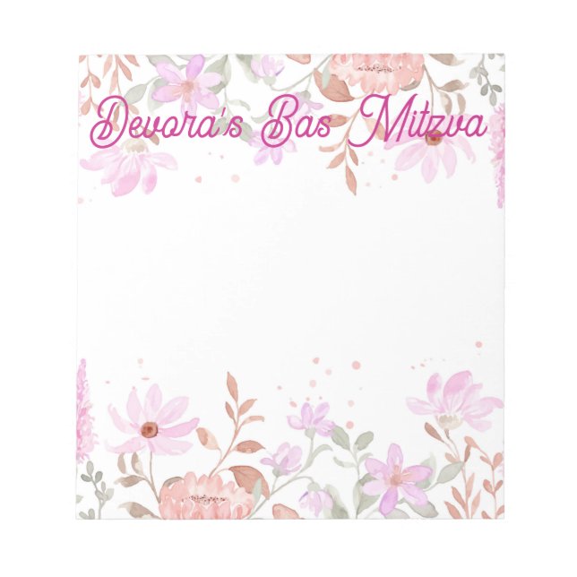 Bloco de notas floral bas mitzva (Frente)