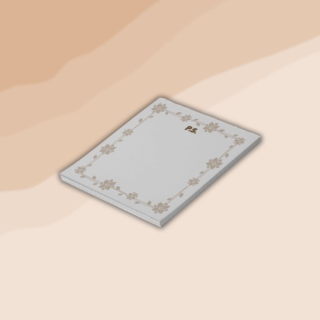 Bloco De Notas Floral Boho Monograma Brown | (Criador carregado)