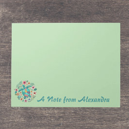 Bloco de Notas Floral Boho Tartaruga Marinha Escol