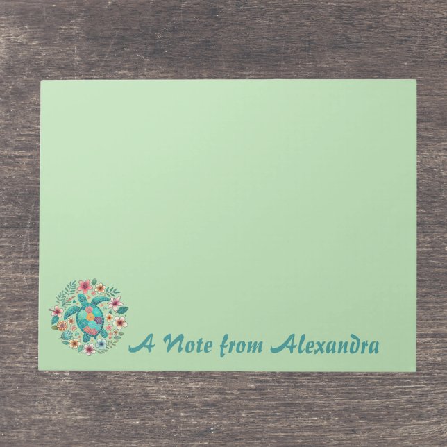 Bloco de Notas Floral Boho Tartaruga Marinha Escol (Criador carregado)