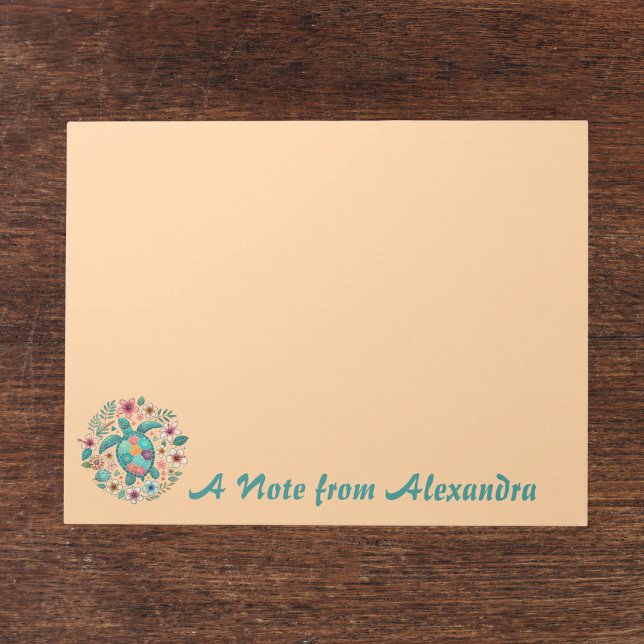 Bloco de Notas Floral Boho Tartaruga Marinha Escol (Criador carregado)