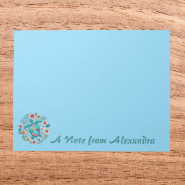 Bloco de Notas Floral Boho Tartaruga Marinha Escol