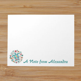 Bloco de Notas Floral Boho Tartaruga Marinha Escol