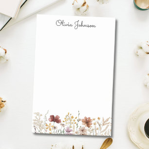 Bloco De Notas Floral Bonito de Aguarela Personalizado com Flores