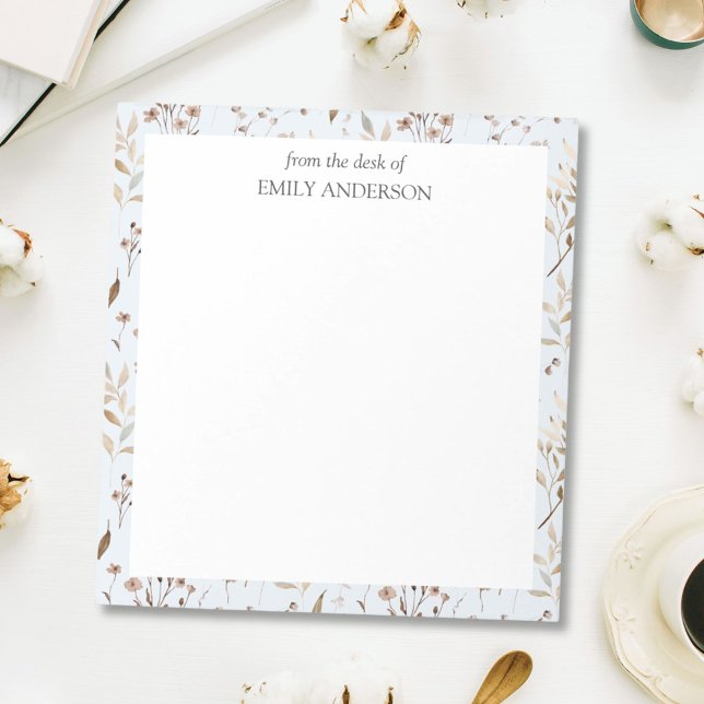 Bloco De Notas Floral Botânico Marrom Rústico Da Mesa De (In situ)