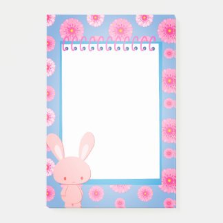 Bloco de Notas Floral Bunny Pastel Kawaii