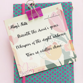 Bloco De Notas Floral Chic Suave, Rosa, Verde e Amarelo 3" x 3"