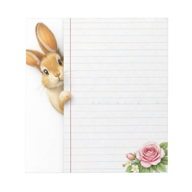 Bloco de Notas Floral Coelhinho Fofo | Coelho Aqua (Frente)