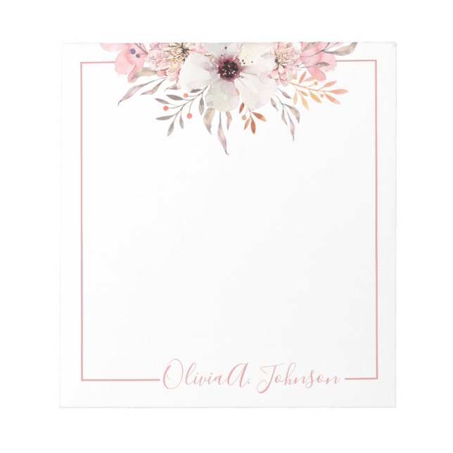 Bloco de Notas Floral com Letra Manual Elegante (Frente)