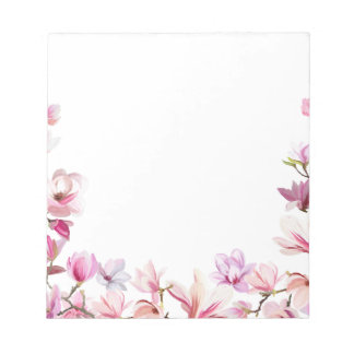 bloco de notas floral cor-de-rosa