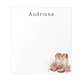 Bloco De Notas Floral Cowgirl Boots Nome Personalizado