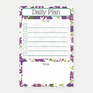 Bloco De Notas Floral Daily Planning Checklist Notepad