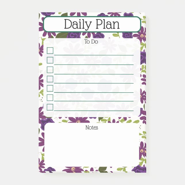 Bloco De Notas Floral Daily Planning Checklist Notepad (Frente)