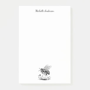 Bloco De Notas Floral de Abelha Mel Moderna Personalizada 