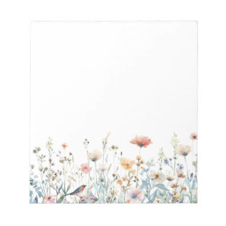 Bloco de Notas Floral de Aguarela Colorida de Flor