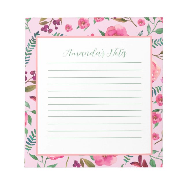 Bloco De Notas Floral de Aquarela (Frente)