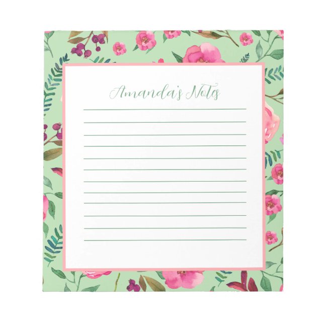 Bloco De Notas Floral de Aquarela (Frente)