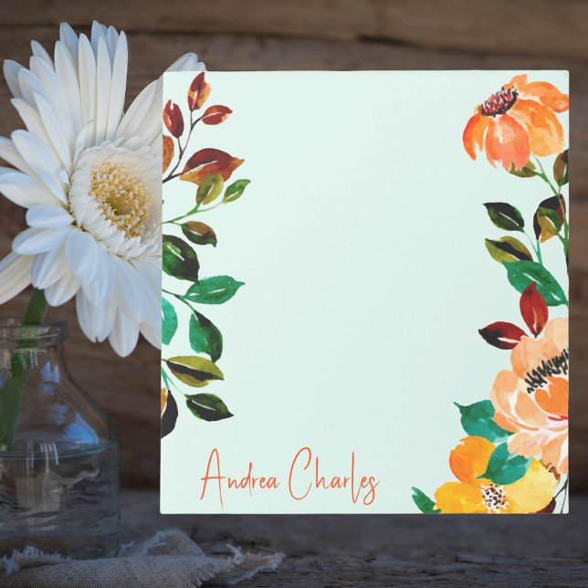 Bloco De Notas Floral de Aquarela Bonito Elegante (Criador carregado)