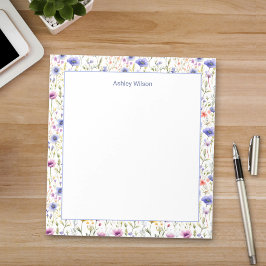 Bloco de Notas Floral de Aquarela Colorida de Flor