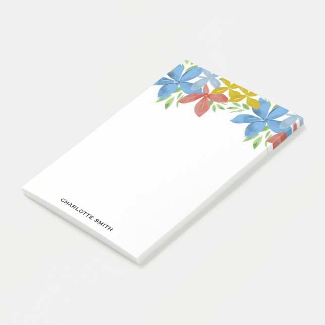 Bloco De Notas Floral de Aquarela de Foto Personalizada (Inclinado)