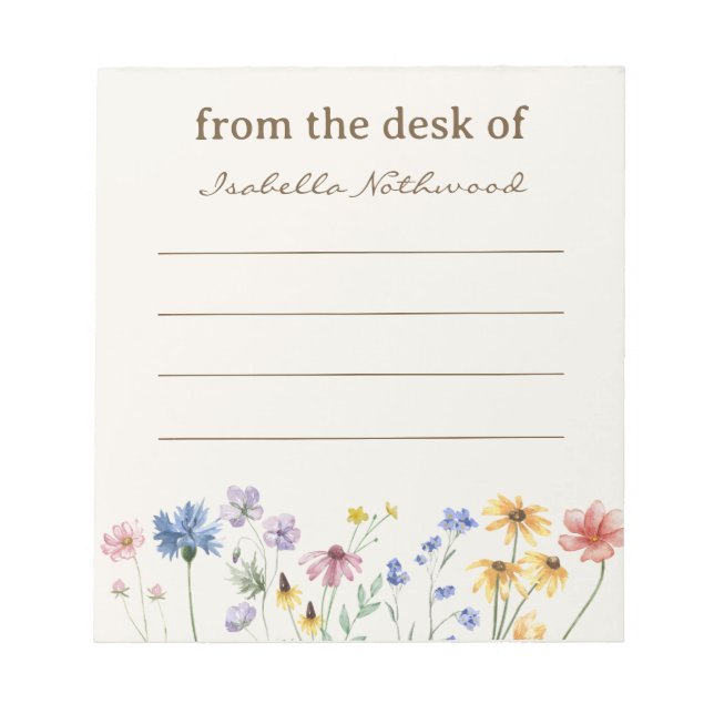 Bloco De Notas Floral de Aquarela Personalizada (Frente)
