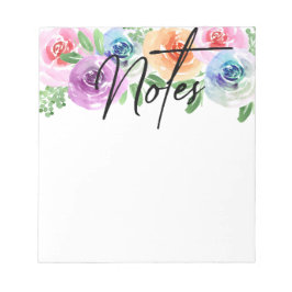 Bloco de notas floral de aquarelas