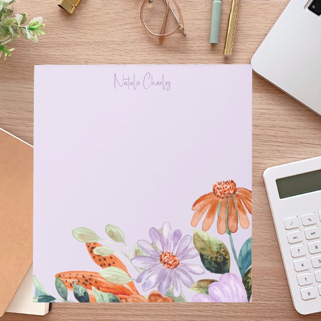 Bloco De Notas Floral de Flor Selvagem Bonito Moderna (Criador carregado)