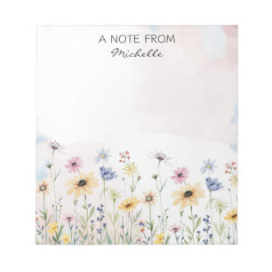 Bloco De Notas Floral de flor selvagem personalizado moderno
