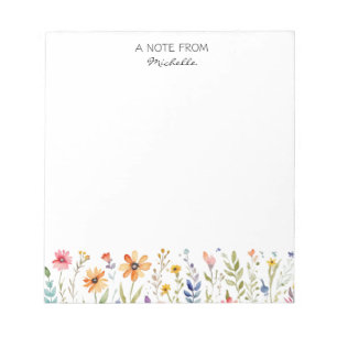 Bloco De Notas Floral de flor selvagem personalizado moderno