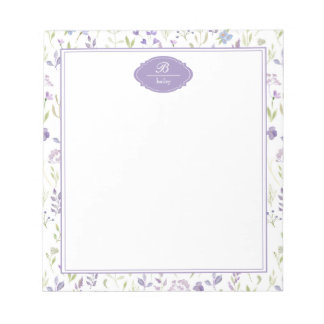 Bloco De Notas Floral de Flores Silvestres Roxas Personalizadas