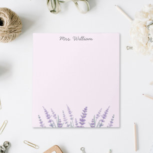 Bloco De Notas Floral de Lavanda Roxa em Aquarela