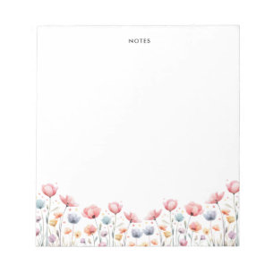 Bloco De Notas Floral de Primavera de Cores Aquáticas Cónicas