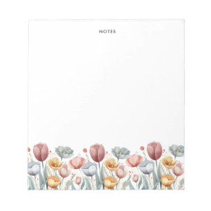 Bloco De Notas Floral de Primavera de Cores Aquáticas Cónicas