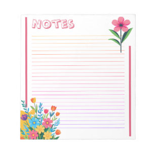 Bloco De Notas Floral de Primavera Fresco e Colorido Linhado