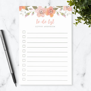 Bloco De Notas Floral delicado do pêssego para fazer a lista