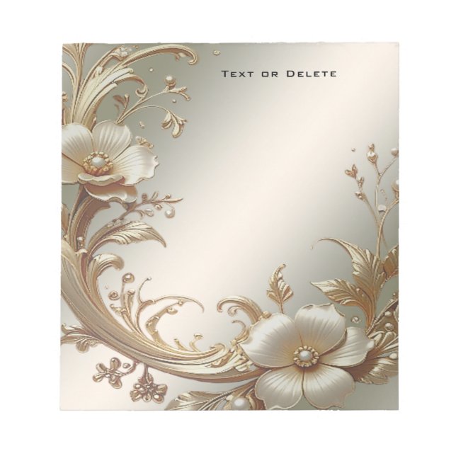 Bloco de Notas Floral Dourado (Frente)