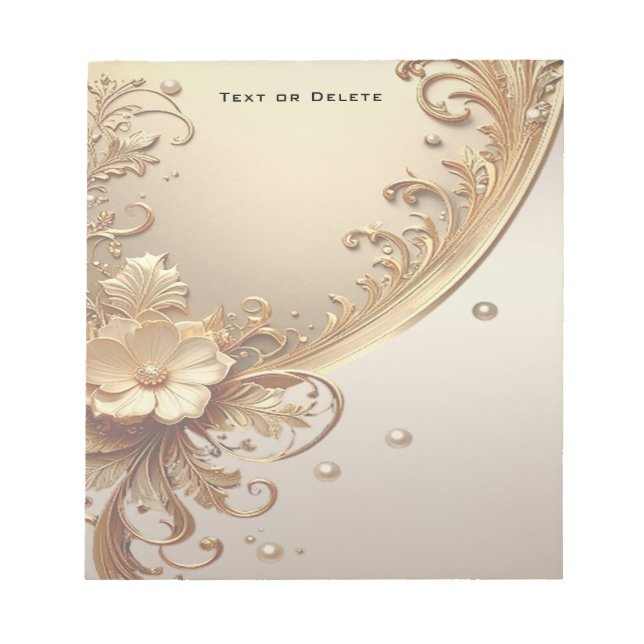 Bloco de Notas Floral Dourado Ornamentado (Frente)