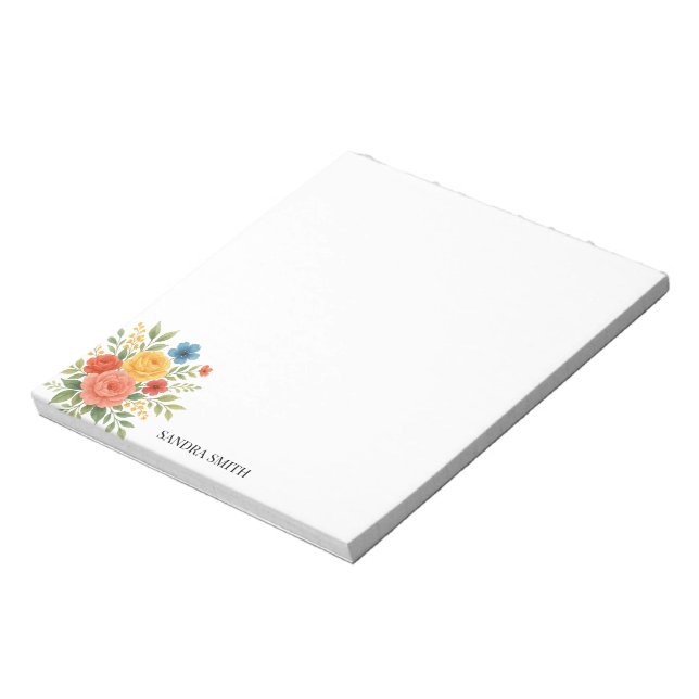 Bloco de Notas Floral Elegante (Invertido)